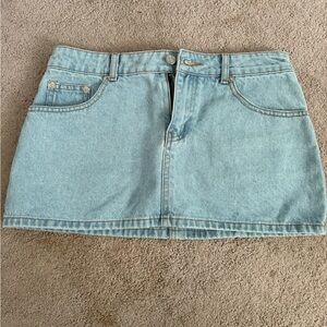 Edikted Light Blue Denim Mini Skirt